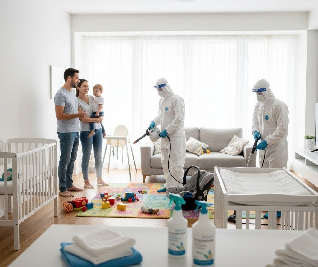 Newborn-ready stroller cleaning and sanitizing service